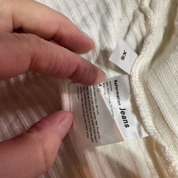Reformation Flora Ribbed Wrap Top Ivory Size XS Knit Balletcore Cropped - Picture 6 of 8